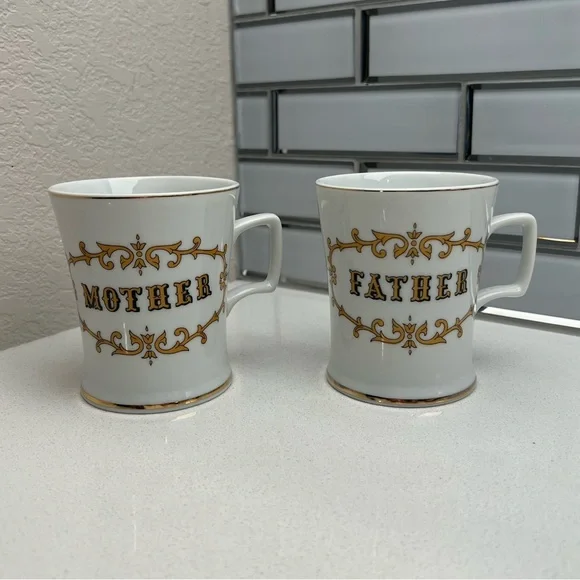 Vintage Mother Father Mugs Cups Porcelain - Picture 2 of 12